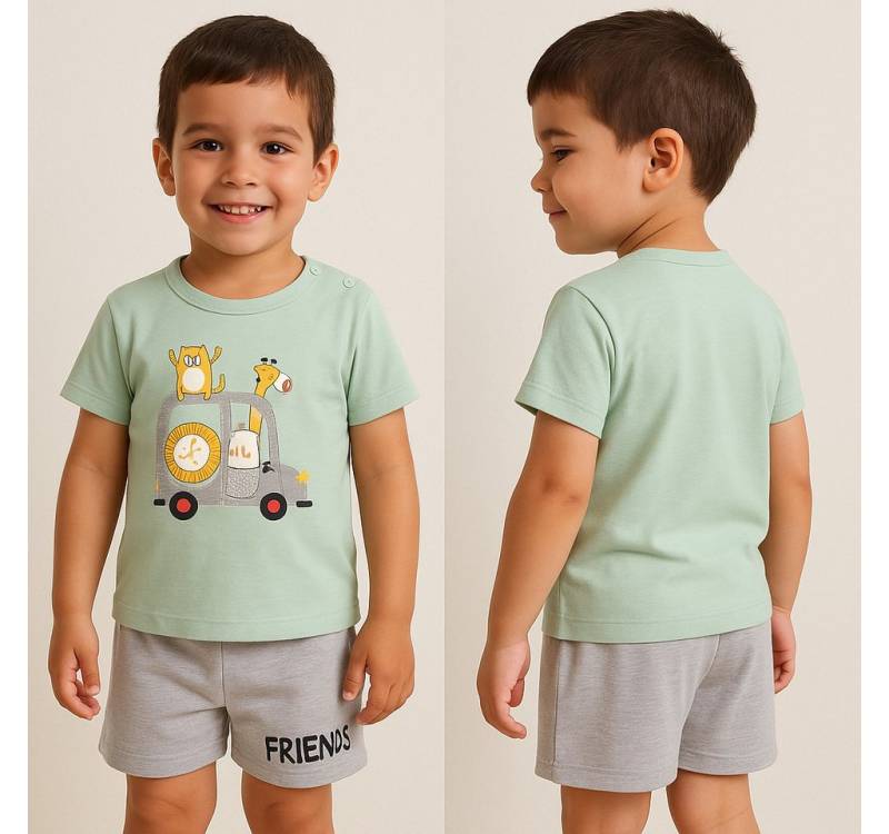 Lorey Medtec T-Shirt & Shorts Jungen Outfit, 2er Set für Kleinkind: T-Shirt + Shorts, Blau/Grün von Lorey Medtec