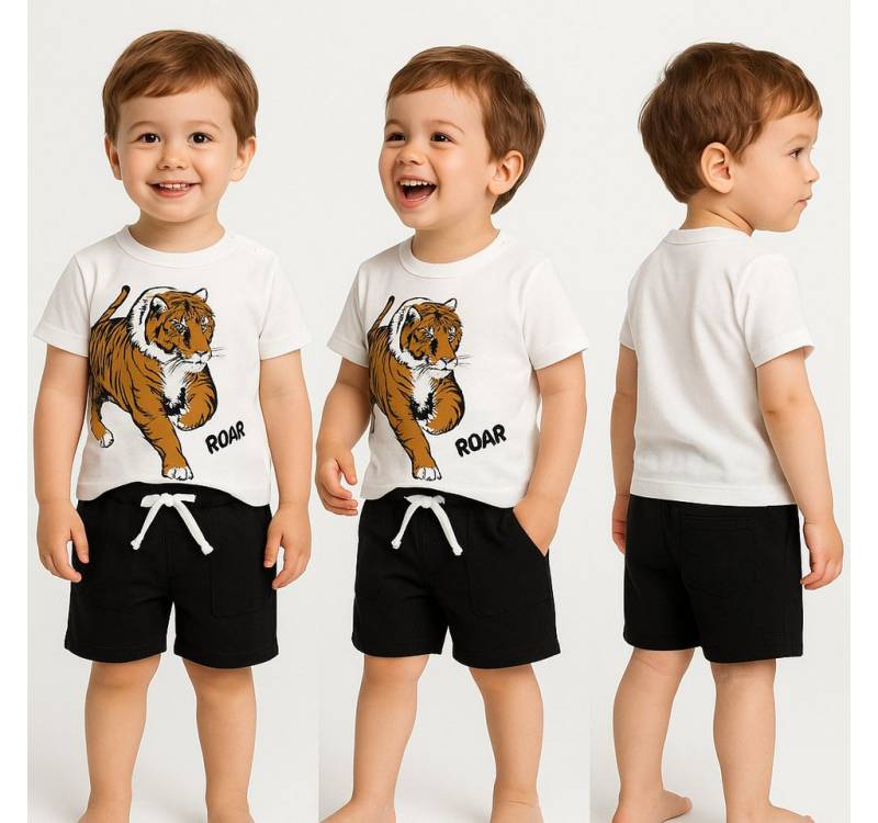 Lorey Medtec T-Shirt & Shorts Jungen Outfit, 2er Set für Kleinkind: T-Shirt + Shorts, Blau/Schwarz von Lorey Medtec