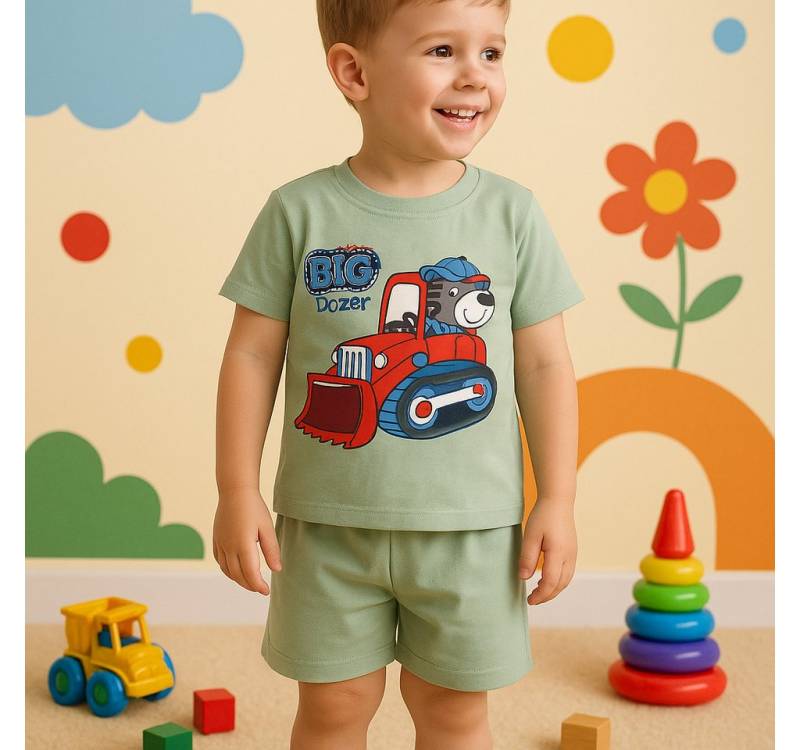 Lorey Medtec T-Shirt & Shorts Jungen Outfit, 2er Set: T-Shirt + Shorts, Grün, 100% Baumwolle (T-Shirt + Shorts) von Lorey Medtec