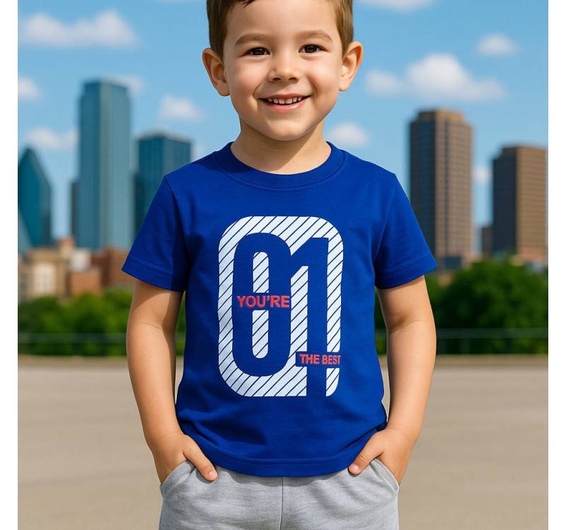 Lorey Medtec T-Shirt & Shorts Jungen Outfit, 2er Set: T-Shirt + Shorts, Rot/Blau, 100% Baumwolle (T-Shirt + Shorts) von Lorey Medtec