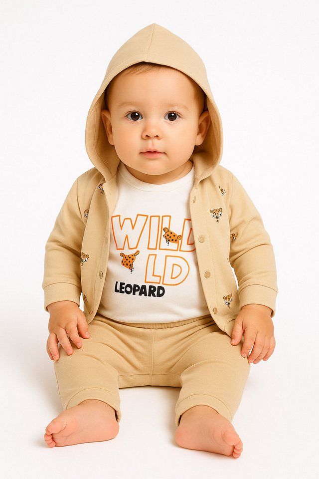 Lorey Medtec Neugeborenen-Geschenkset Jungen Outfit, 3er Set, Jacke, Body, Hose, 100% Baumwolle, Beige (Jacke + Body + Hose) von Lorey Medtec