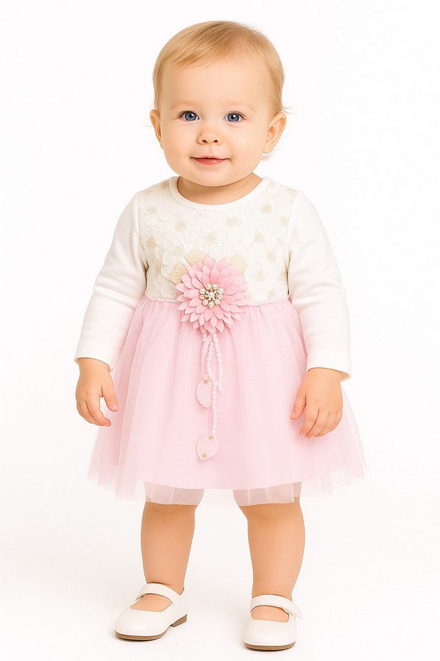 Lorey Medtec Taufkleid Prinzessin Kleid, Mädchen Kleid, Fest Kleid, 100% Baumwolle, Rosa (Kleid + Jacke) Spitze, Tüll von Lorey Medtec