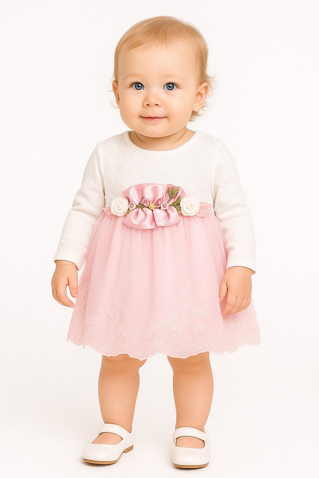 Lorey Medtec Taufkleid Prinzessin Kleid, Mädchen Kleid, Fest Kleid, 100% Baumwolle, Rosa Spitze, Tüll von Lorey Medtec