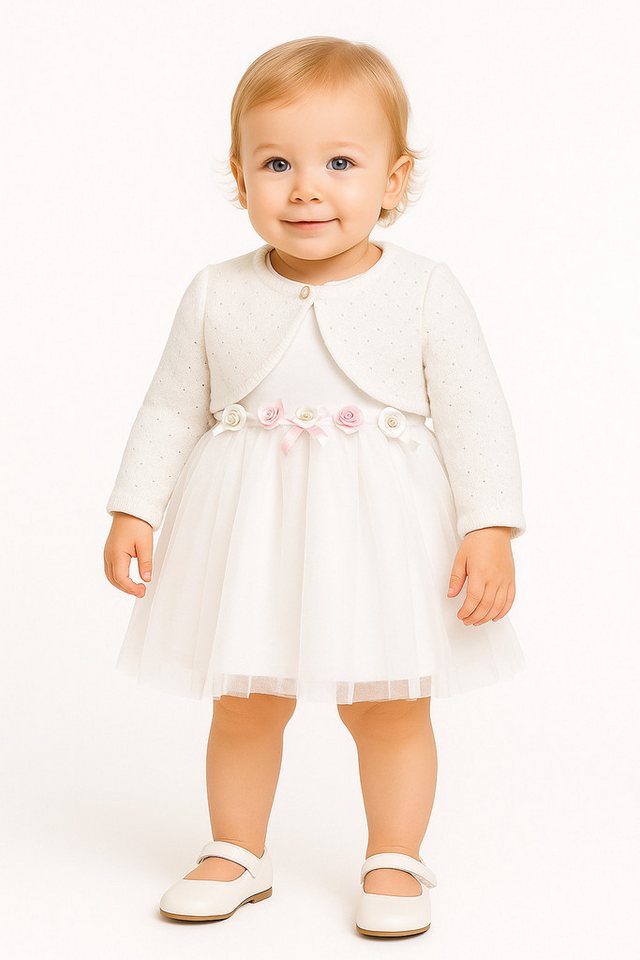 Lorey Medtec Taufkleid Prinzessin Kleid mit Bolerojacke – 100% Baumwolle, Weiß (Kleid + Jacke) Spitze, Tüll von Lorey Medtec