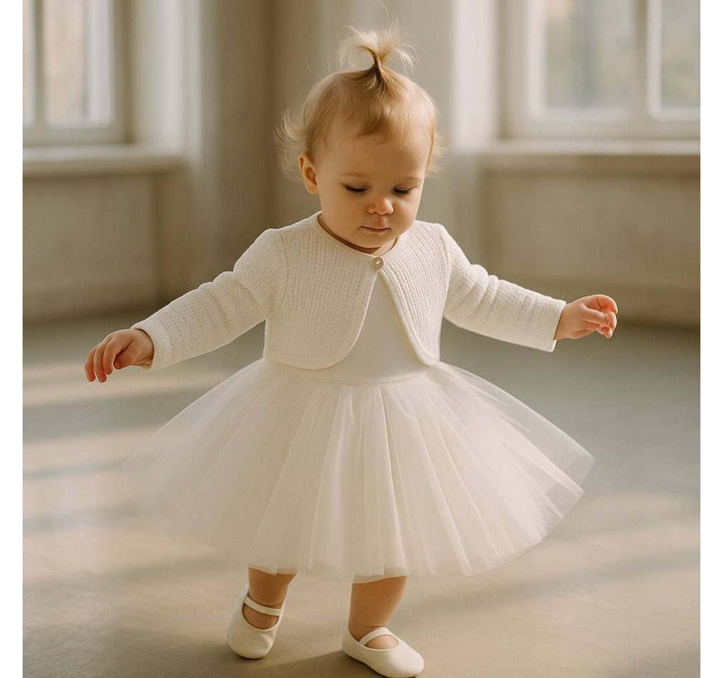 Lorey Medtec Taufkleid Prinzessin Kleid mit Jacke, Party Kleid, Spitze, 100% Baumwolle, Weiß (Kleid + Jacke) Spitze, Tüll von Lorey Medtec