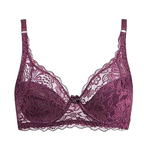 LoriEr Damen, Soft Sense Floral Spitze Ungefüttert Push Up Sexy BH, Bügel, Durchsichtige Spitzencups, Verstellbare Träger von LoRier