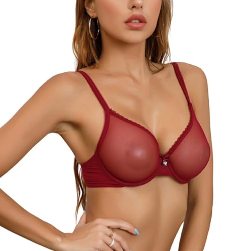 LoriEr Damen Sexy Spitze Transparentes Netz Ultra Dünn Balconette See Through Bralette Ungefüttert Comfort Bras von LoriEr