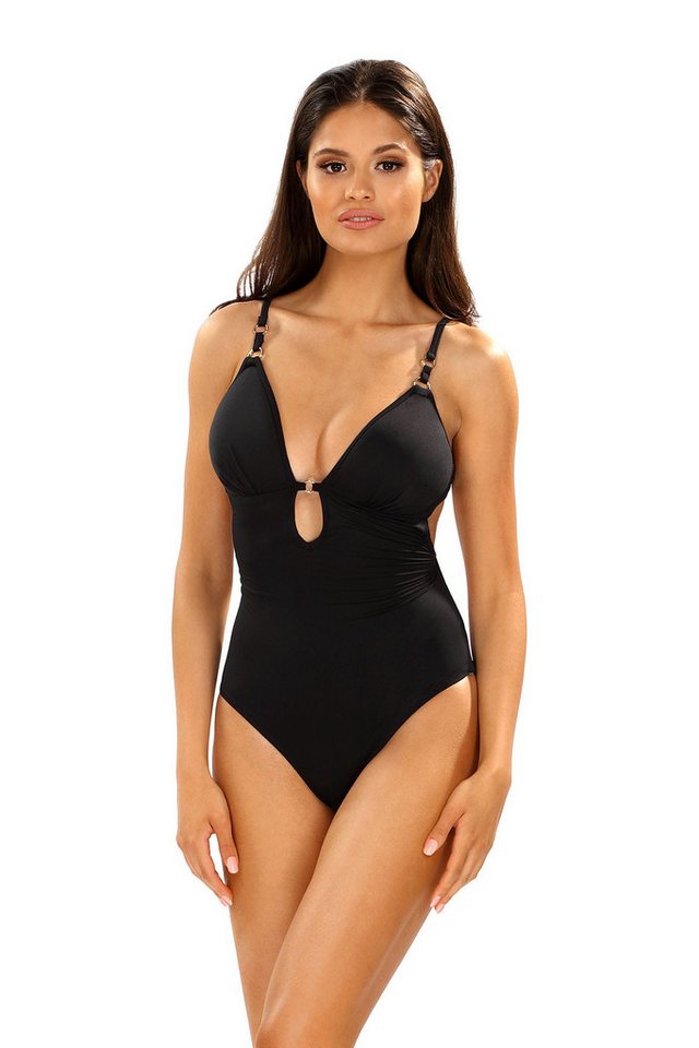 Lorin Monokini Einteiliger schwarzer Damen Badeanzug mit gepolsterten Cups und hinter von Lorin