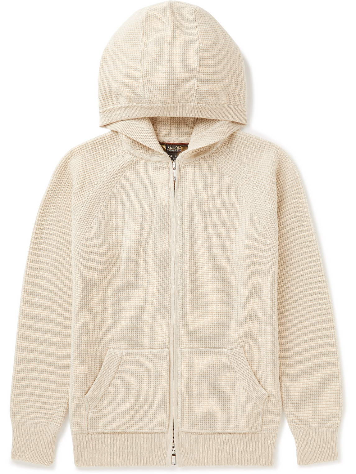 Loro Piana Kids - Waffle-Knit Virgin Wool Zip-Up Hoodie - Men - Neutrals - Age 8 von Loro Piana Kids