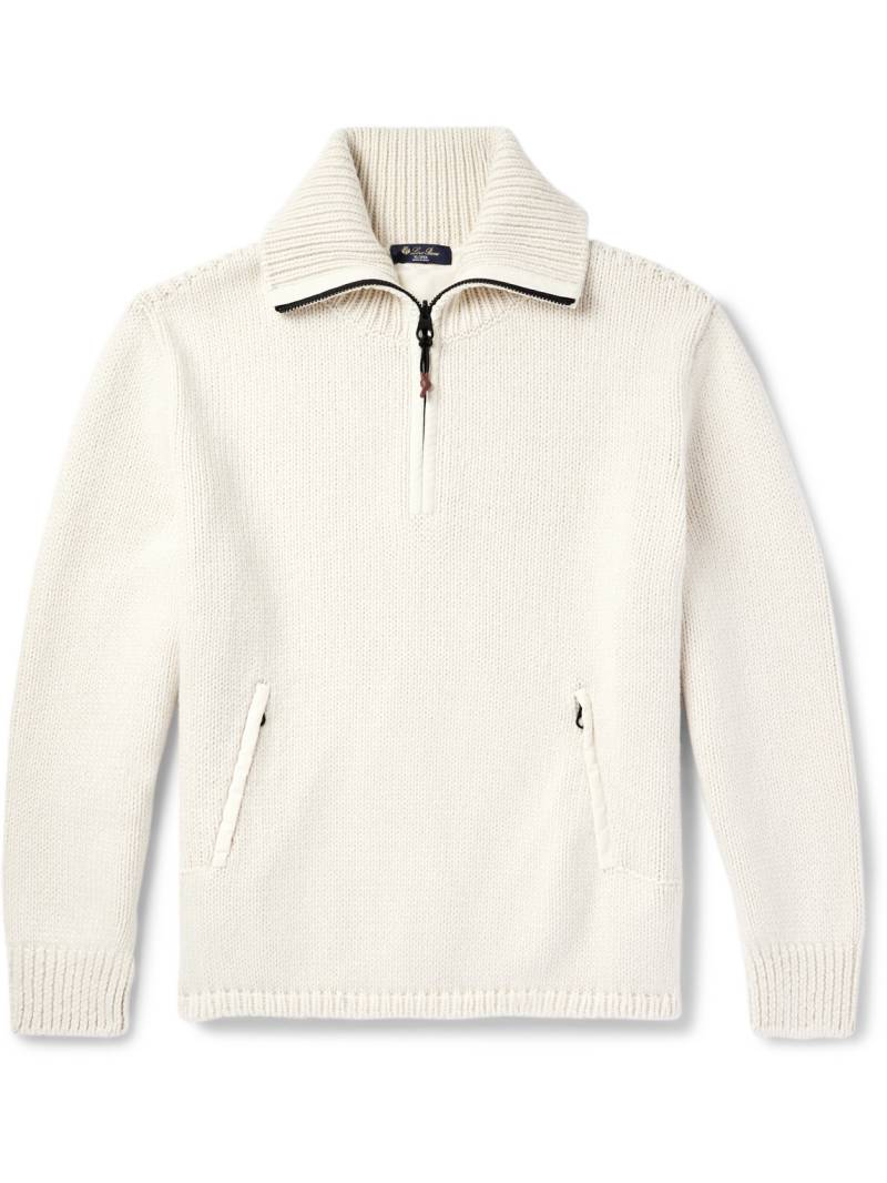 Loro Piana - Alpe di Mera Ripstop-Trimmed Cashmere Half-Zip Sweater - Men - Neutrals - L von Loro Piana