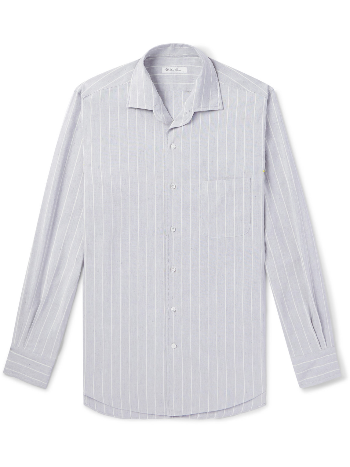 Loro Piana - Andre Camp-Collar Striped Linen and Silk-Blend Shirt - Men - Blue - S von Loro Piana