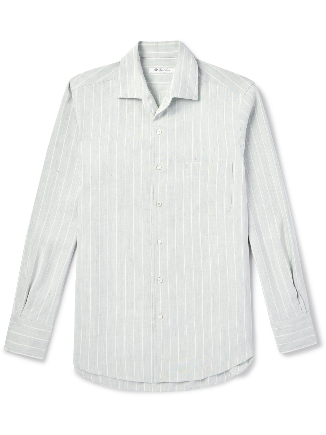 Loro Piana - Andre Camp-Collar Striped Linen and Silk-Blend Shirt - Men - Green - S von Loro Piana