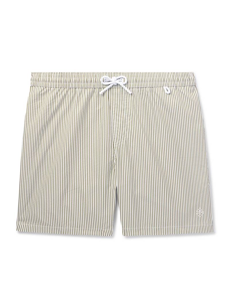 Loro Piana - Bay Straight-Leg Mid-Length Logo-Print Striped Swim Shorts - Men - Green - XXXL von Loro Piana