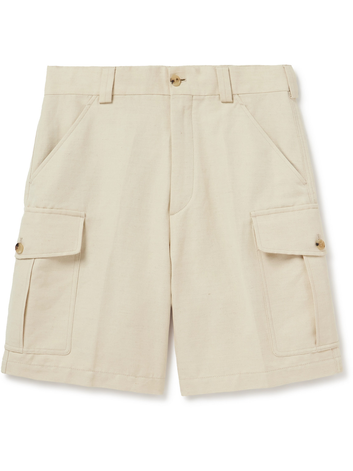 Loro Piana - Bizen Wide-Leg Cotton and Linen-Blend Canvas Cargo Shorts - Men - Neutrals - IT 48 von Loro Piana