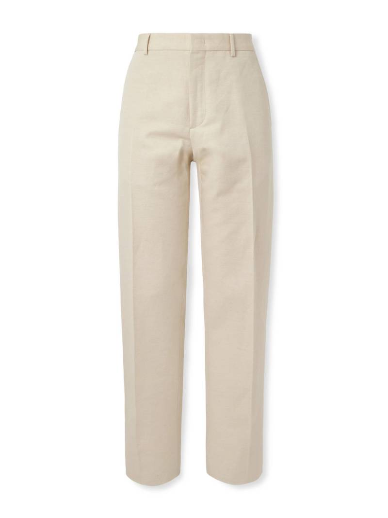 Loro Piana - Cedric Tapered Cotton and Linen-Blend Canvas Trousers - Men - Neutrals - IT 56 von Loro Piana