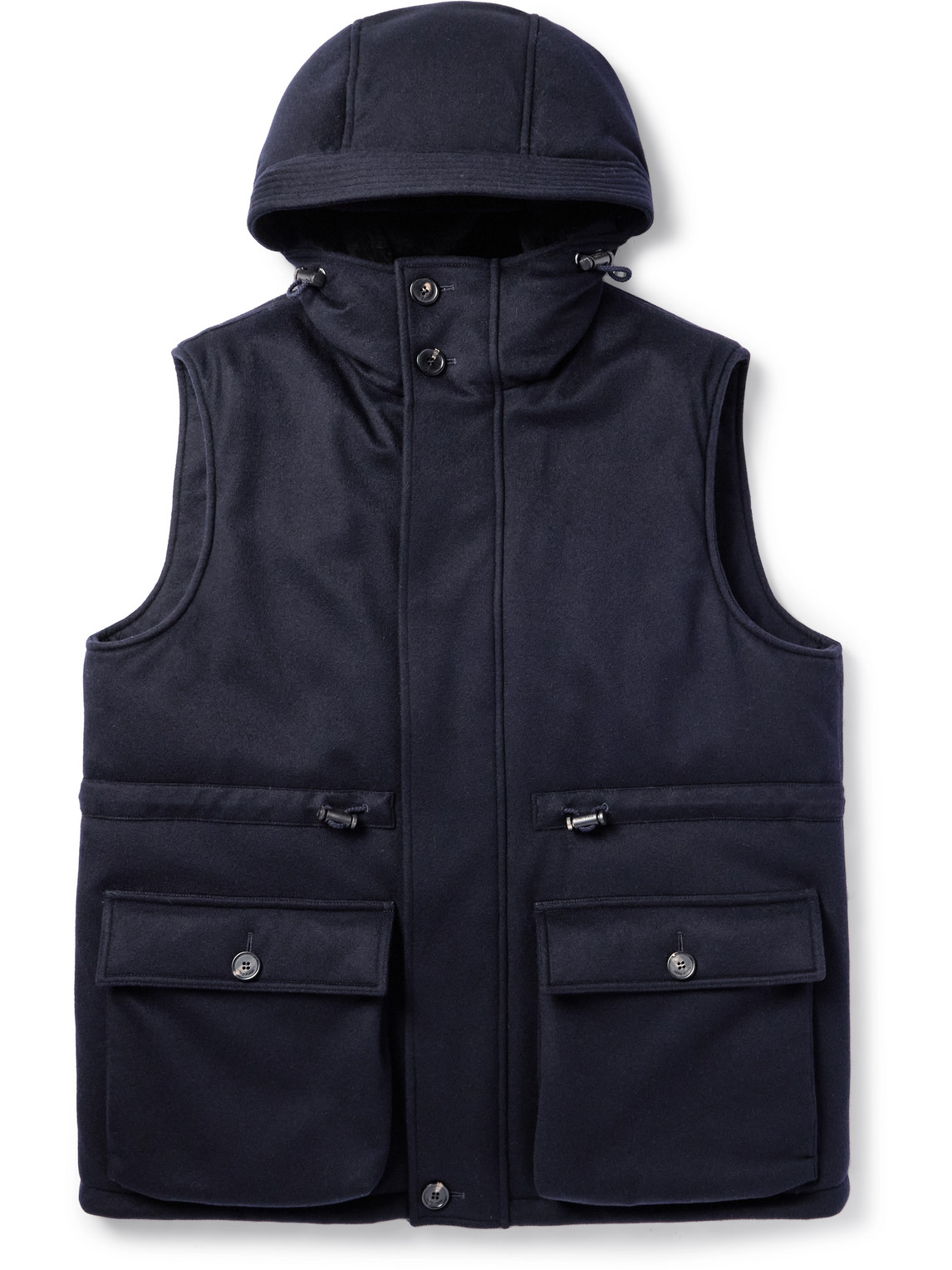 Loro Piana - Damiano Shearling-Lined Padded Storm System® Cashmere-Felt Hooded Gilet - Men - Blue - S von Loro Piana