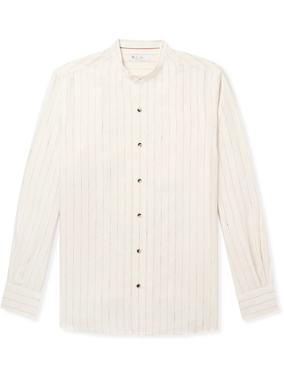 Loro Piana - Elia Grandad-Collar Pinstriped Linen Shirt - Men - Neutrals - XXXL von Loro Piana