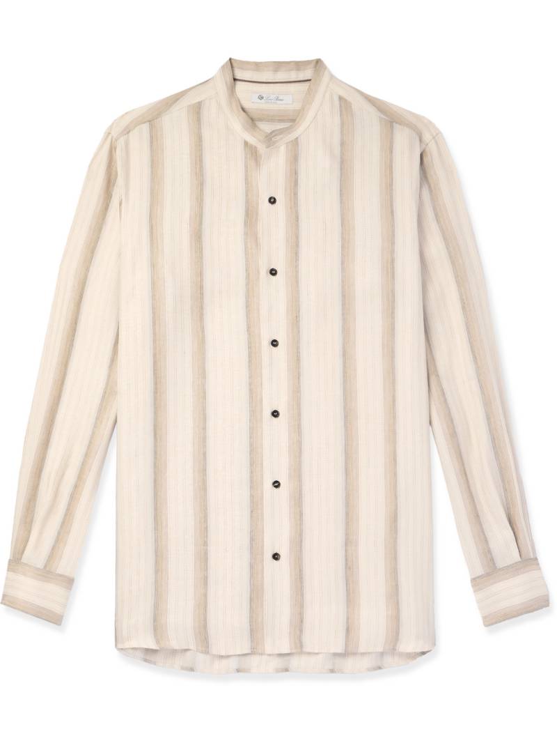Loro Piana - Elia Grandad-Collar Striped Linen and Silk-Blend Shirt - Men - Neutrals - S von Loro Piana
