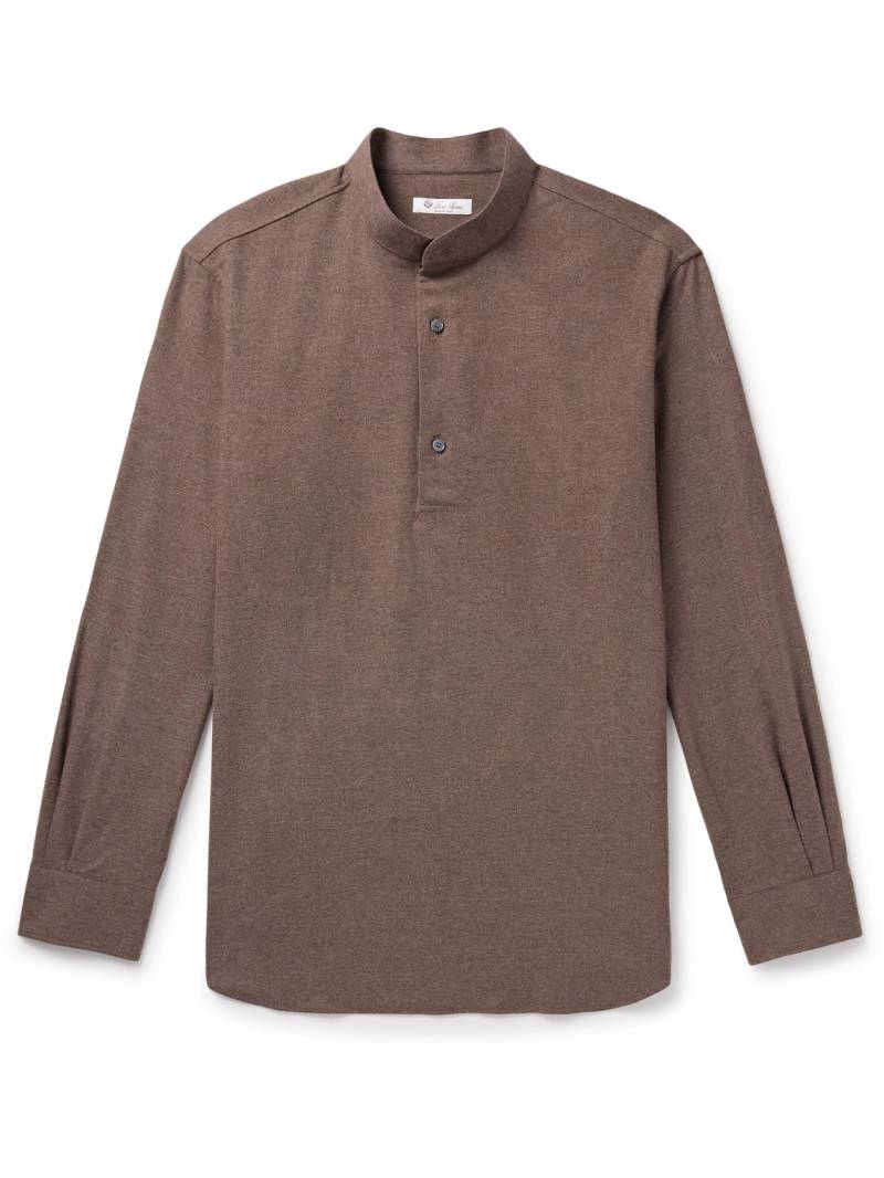 Loro Piana - Elia Grandad-Collar Virgin Wool and Cashmere-Blend Shirt - Men - Brown - XXXL von Loro Piana