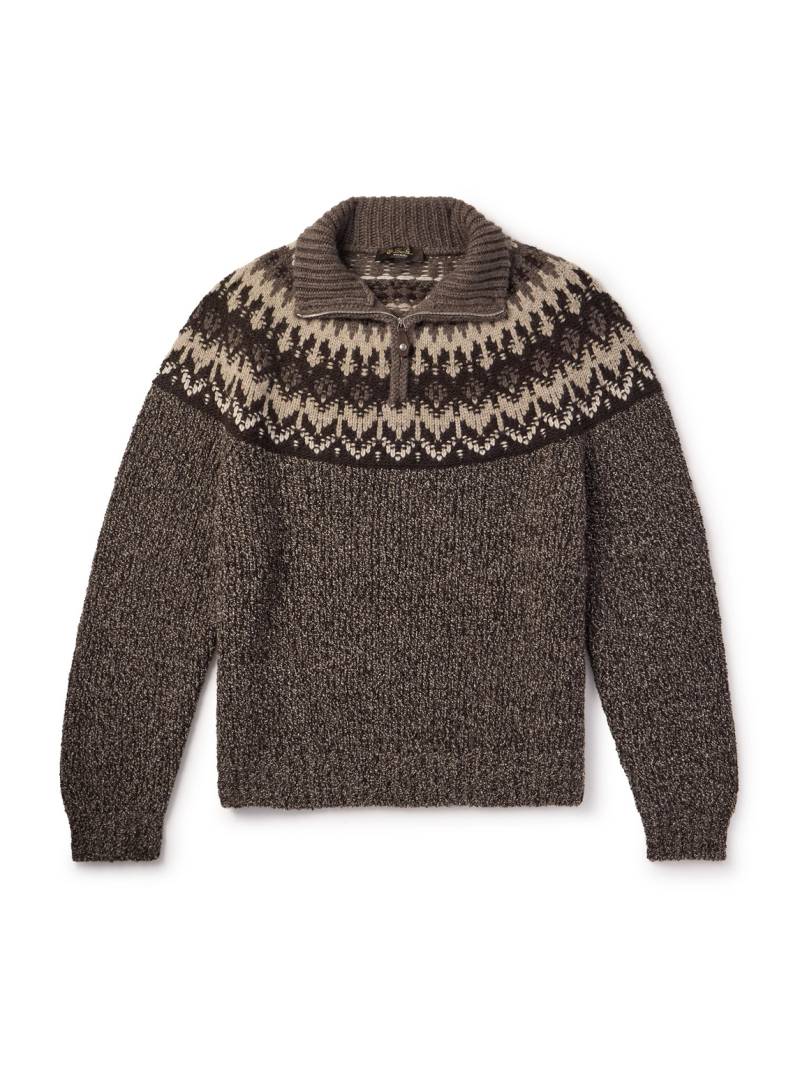 Loro Piana - Fair Isle Cashmere and Silk-Blend Half-Zip Sweater - Men - Brown - L von Loro Piana