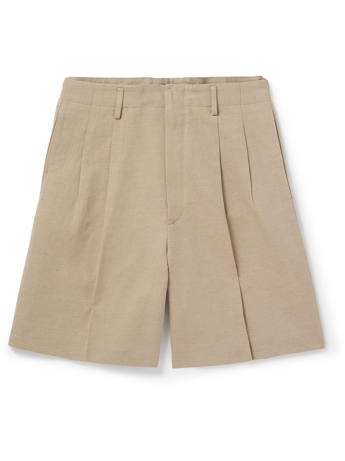 Loro Piana - Joetsu Wide-Leg Pleated Cotton and Linen-Blend Twill Shorts - Men - Neutrals - IT 44 von Loro Piana