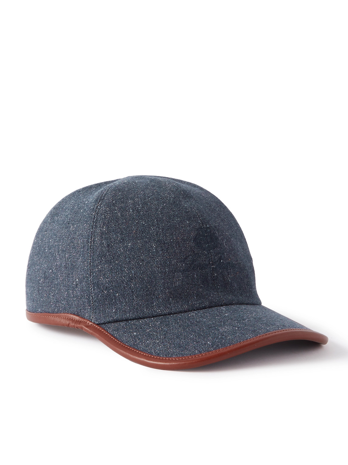 Loro Piana - Leather-Trimmed Logo-Embroidered Denim Baseball Cap - Men - Blue - L von Loro Piana