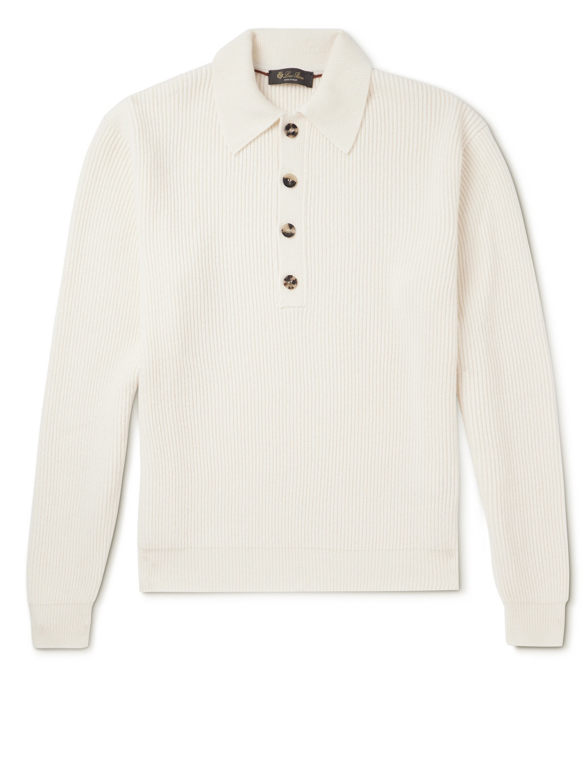 Loro Piana - Leth Ribbed Cashmere Polo Shirt - Men - Neutrals - IT 56 von Loro Piana