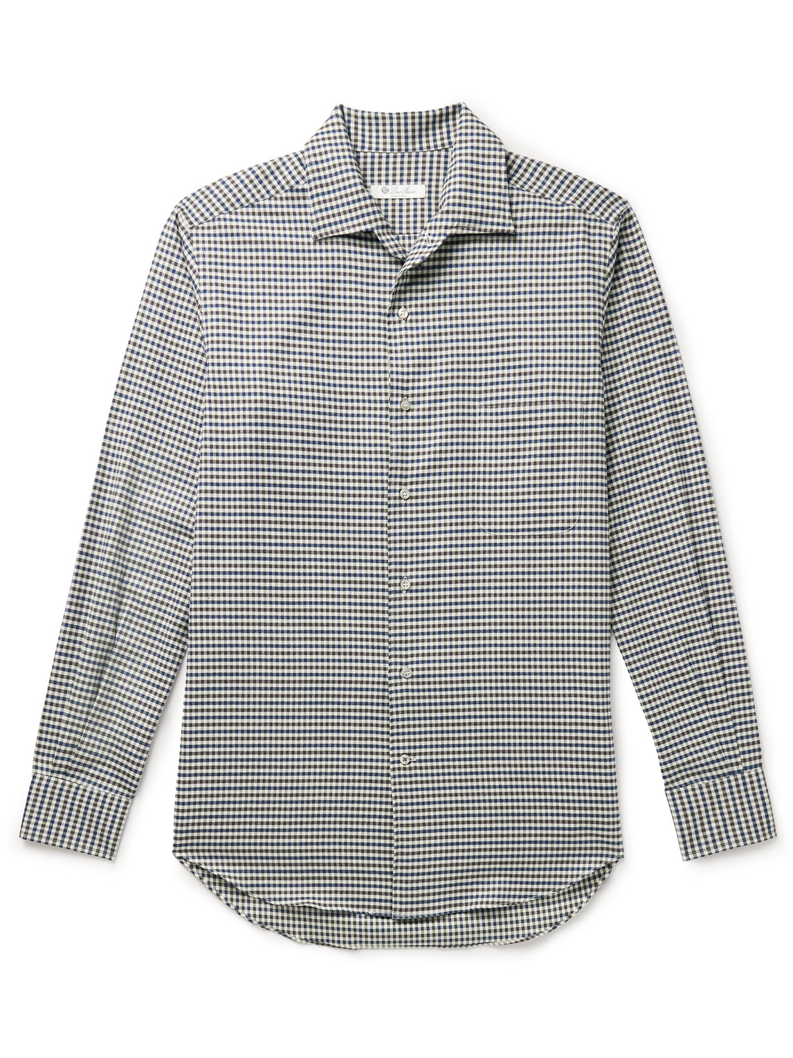 Loro Piana - Logo-Appliquéd Checked Cotton-Flannel Shirt - Men - Blue - S von Loro Piana