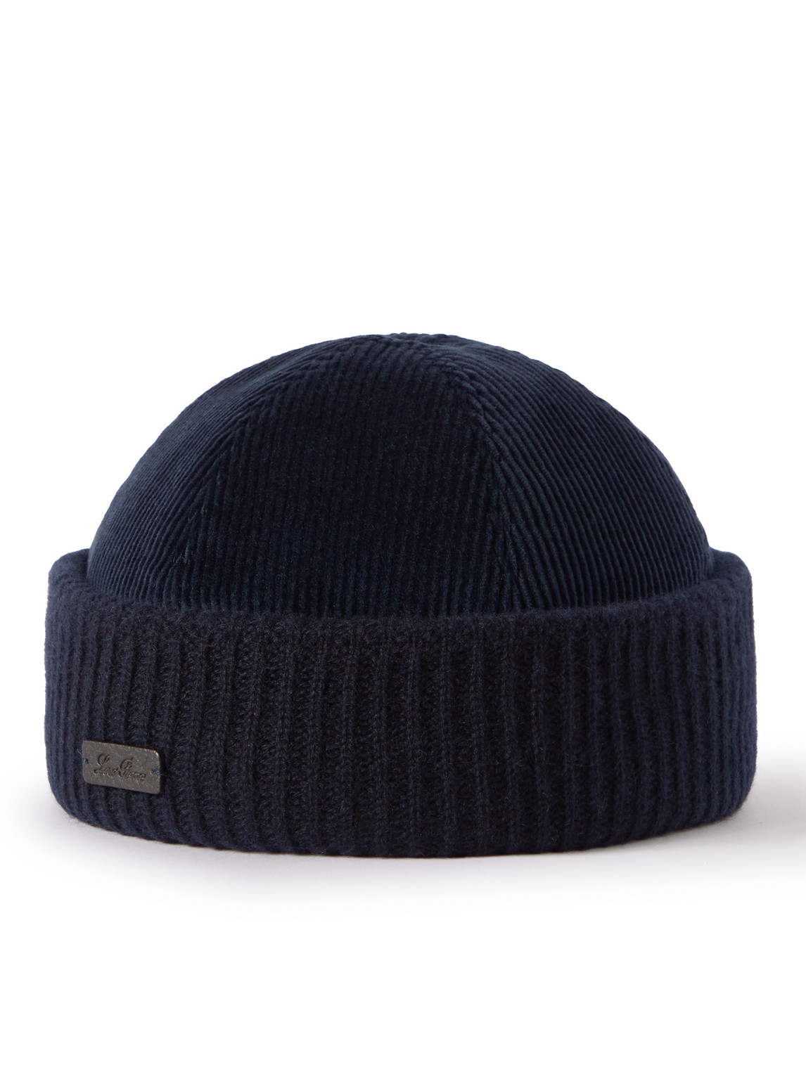 Loro Piana - Logo-Appliquéd Ribbed Stretch-Cotton and Cashmere-Blend Beanie - Men - Blue - M von Loro Piana