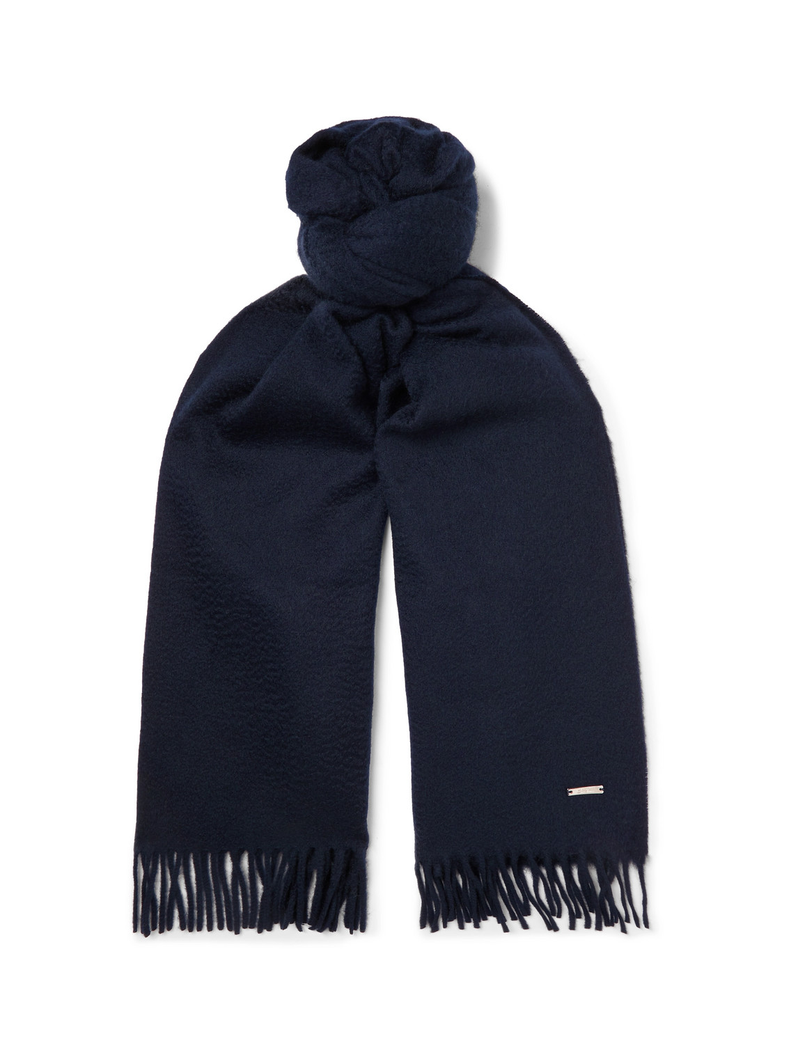 Loro Piana - Logo-Embellished Fringed Cashmere Scarf - Men - Blue von Loro Piana