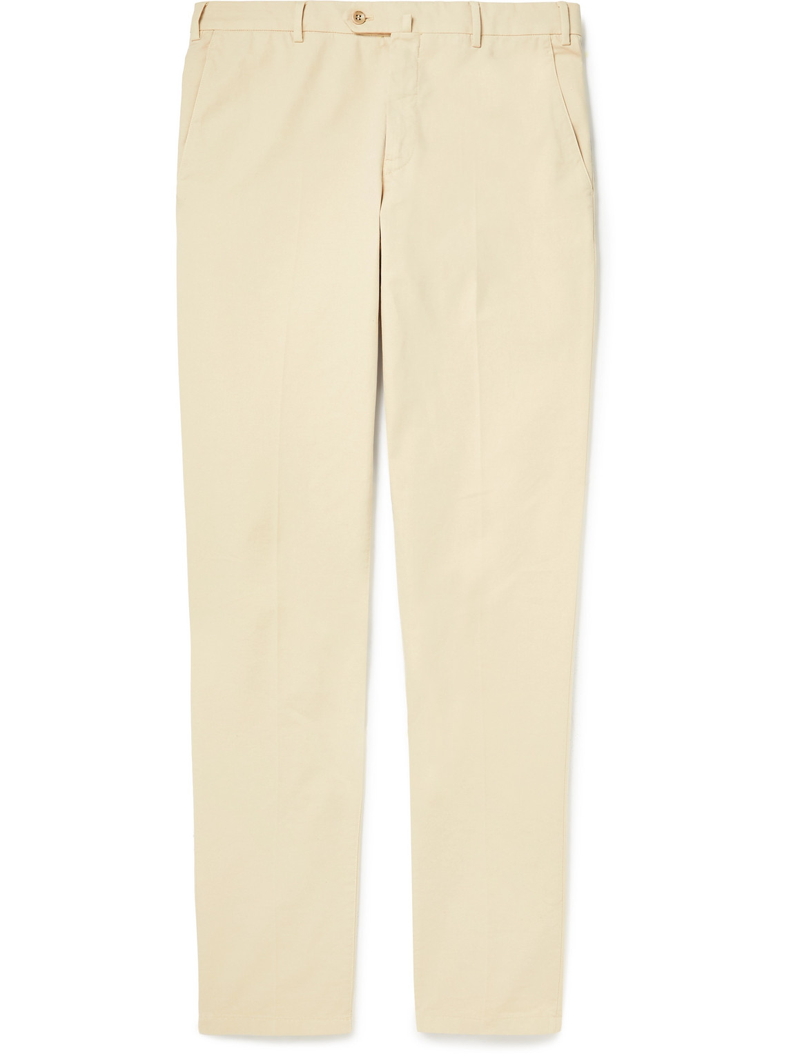 Loro Piana - Pantaflat Slim-Fit Pleated Stretch-Cotton Trousers - Men - Neutrals - IT 46 von Loro Piana