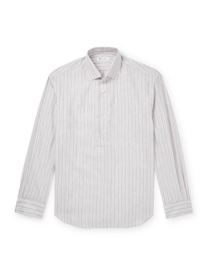Loro Piana - Raffaele Striped Cotton and Linen-Blend Half-Placket Shirt - Men - Gray - XXXL von Loro Piana