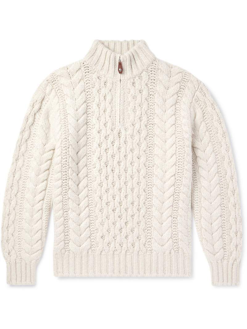 Loro Piana - Valduggia Cable-Knit Cashmere Half-Zip Sweater - Men - Neutrals - XXL von Loro Piana