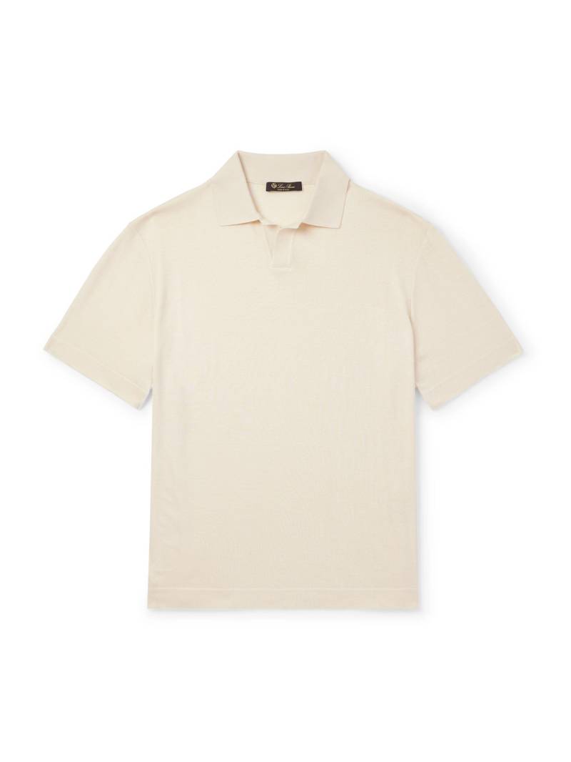 Loro Piana - Valpiana Silk and Cotton-Blend Polo Shirt - Men - Neutrals - XXXL von Loro Piana