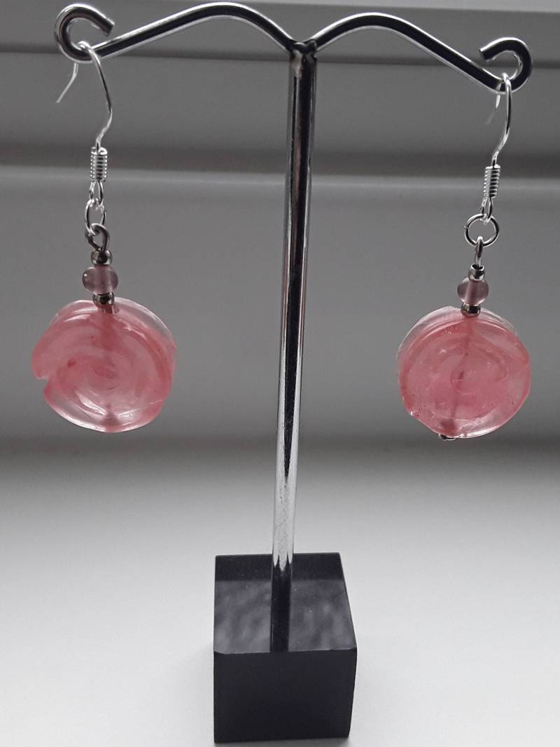 Rosenquarz Ohrringe. Edelstein Damen Silber Anlass Kirschschmuck Rosenquarz Ohrringe. Edelstein Damen Silber Anlass Kirschschmuck von Lorrainejewells