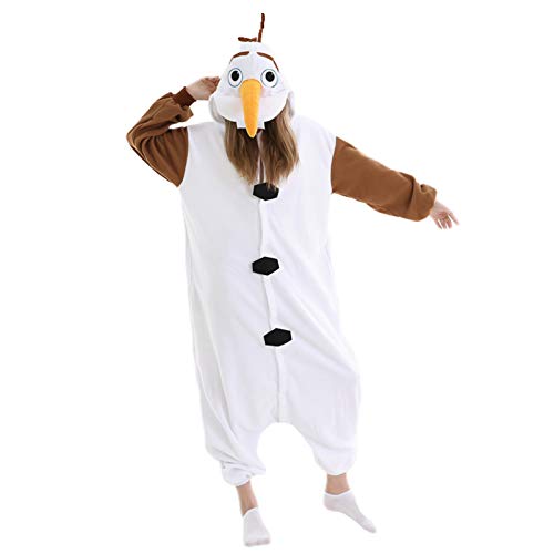 LorranTree Olaf Onesie Kostüm Jumpsuit Schneemann Costume Damen Herren Erwachsene Pyjama Tier Weihnachten Halloween Schlafanzug SY-Xuebao M von LorranTree