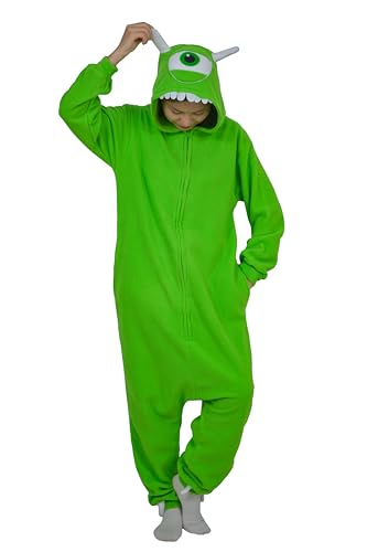 LorranTree Onesie Kostüm Jumpsuit Monsters Wazowski Costume Damen Herren Erwachsene Relaxo Pyjama Tier Monokular Weihnachten Halloween Schlafanzug SY-DanYG L von LorranTree