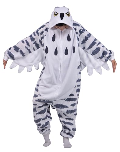 LorranTree Onesie Kostüm Jumpsuit Schneeeule Costume Damen Herren Erwachsene Relaxo Pyjama Tier Vogel Snowy Owl Weihnachten Halloween Schlafanzug SY-XueXiao S von LorranTree