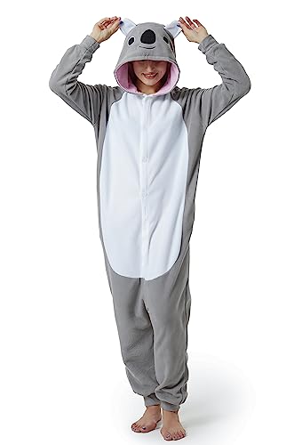 LorranTree Relaxo Kostüm Koala Onesie Jumpsuit Tier Relax Kostuem Damen Herren Pyjama Fasching Halloween Schlafanzug Cosplay Erwachsene Karneval Einteiler Koala-L von LorranTree