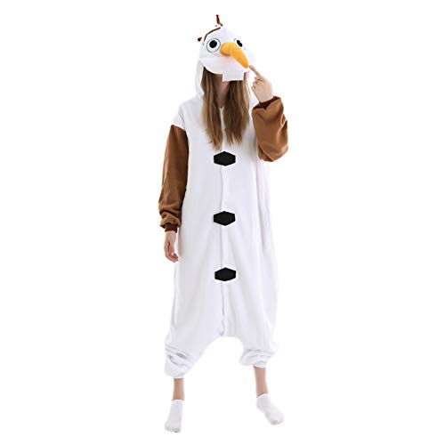 LorranTree Relaxo Kostüm Olaf Onesie Erwachsene Relax Kostuem Damen Pyjama Fasching Halloween Schlafanzug Cosplay Jumpsuit Tier Karneval Olaf-M von LorranTree