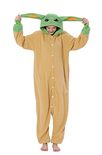 LorranTree Relaxo Kostüm Onesie Yoda Erwachsene Relax Kostuem Damen Pyjama Fasching Halloween Schlafanzug Cosplay Jumpsuit Tier Karneval Yoda-XL von LorranTree