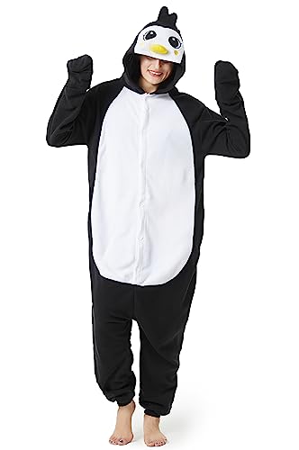LorranTree Relaxo Kostüm Pinguin Onesie Jumpsuit Tier Relax Kostuem Damen Herren Pyjama Fasching Halloween Schlafanzug Cosplay Erwachsene Karneval Einteiler Pinguin-S von LorranTree