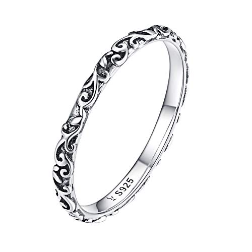 Lorrifal 925 Sterling Silber Handgemachte Mode Retro Damen Einfacher Dünner Ring Versprechen Liebe für Sie | 2 mm Breite Comfort Fit Multi Größe 5 bis 9 von Lorrifal