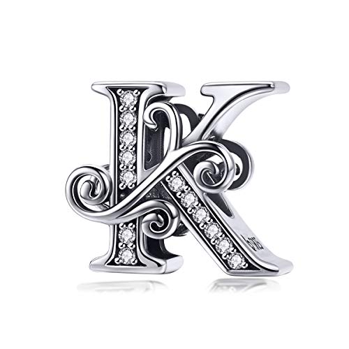 Lorrifal Solid 925 Sterling Silber Brief Initial K Charm Pandora Europäische Armband Halskette Frauen Mädchen Schmuck Geschenk von Lorrifal