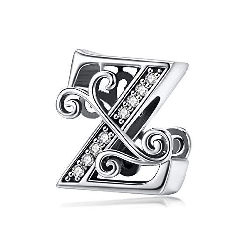 Lorrifal Solid 925 Sterling Silber Brief Initial Z Charm Pandora Europäische Armband Halskette Frauen Mädchen Schmuck Geschenk von Lorrifal