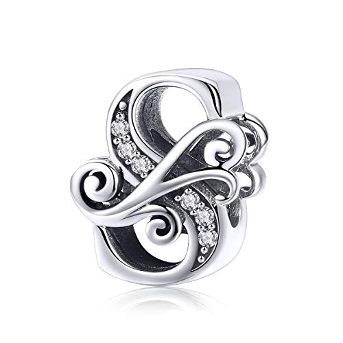 Lorrifal Solid 925 Sterling Silber Brief Initial S Charm Pandora Europäische Armband Halskette Frauen Mädchen Schmuck Geschenk von Lorrifal
