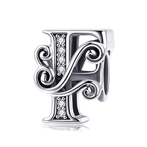 Lorrifal Solid 925 Sterling Silber Brief Initial F Charm Pandora Europäische Armband Halskette Frauen Mädchen Schmuck Geschenk von Lorrifal