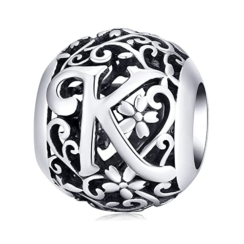 Lorrifal Mori Brief Initial Charms Komplette AZ Buchstaben Solid 925 Sterling Silber Cubic Zirkons Perlen Dangle Anhänger für Pandora Europäische Armbänder Halskette Frauen Mädchen von Lorrifal