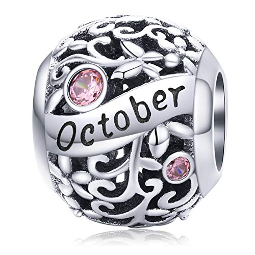 Lorrifal Oktober October 925 Sterling Silber Original Geburtsstein Charms passend für Pandora Armbänder Geburtstag Geschenk für Frauen Mädchen Mutter Tochter von Lorrifal