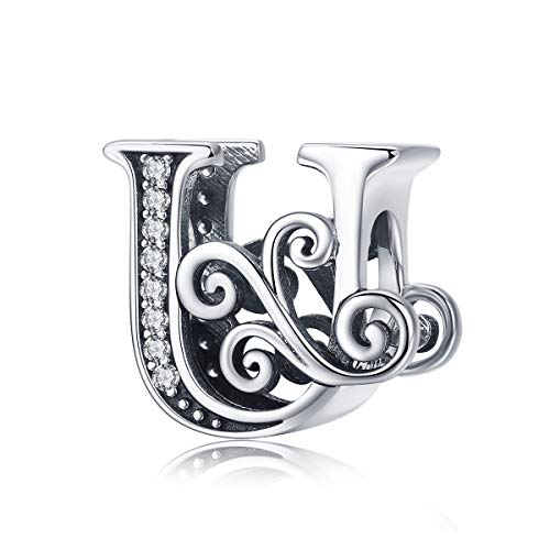 Lorrifal Solid 925 Sterling Silber Brief Initial U Charm Pandora Europäische Armband Halskette Frauen Mädchen Schmuck Geschenk von Lorrifal
